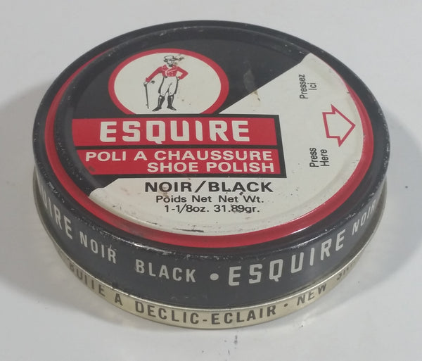 Vintage Knomark Esquire Boot Polish Black 1 1/8 oz Round Metal Tin Some Dry Product Inside