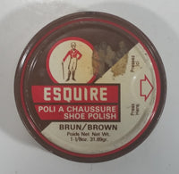 Vintage Knomark Esquire Boot Polish Brown 1 1/8 oz Round Metal Tin Some Dry Product Inside