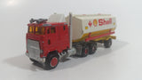 Vintage Majorette Shell Oil Fuel Tanker Trailer and Semi Tractor Truck Yellow , Red White Die Cast Toy Car Vehicle