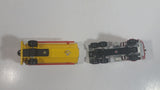 Vintage Majorette Shell Oil Fuel Tanker Trailer and Semi Tractor Truck Yellow , Red White Die Cast Toy Car Vehicle
