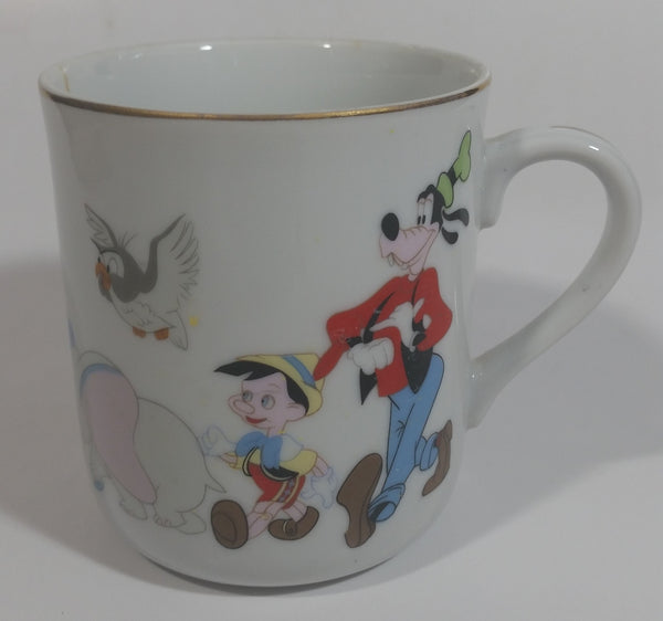 Vintage Disneyland Walt Disney World Gold Rimmed Porcelain Ceramic Coffee Mug Made in Japan