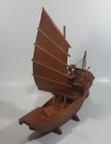 Nicely Detailed Oriental Asian Styled Wood Sail Wooden Sailboat Fishing Trawler Model Boat 13" Long 14 1/2" Tall Nautical Collectible