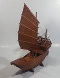 Nicely Detailed Oriental Asian Styled Wood Sail Wooden Sailboat Fishing Trawler Model Boat 13" Long 14 1/2" Tall Nautical Collectible