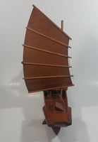 Nicely Detailed Oriental Asian Styled Wood Sail Wooden Sailboat Fishing Trawler Model Boat 13" Long 14 1/2" Tall Nautical Collectible