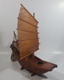 Nicely Detailed Oriental Asian Styled Wood Sail Wooden Sailboat Fishing Trawler Model Boat 13" Long 14 1/2" Tall Nautical Collectible