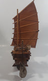 Nicely Detailed Oriental Asian Styled Wood Sail Wooden Sailboat Fishing Trawler Model Boat 13" Long 14 1/2" Tall Nautical Collectible