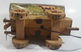 Beautiful Vintage Plastic Covered Nature Scenes Elk and Forest Wooden Chuck Wagon Lamp Light