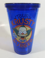 Universal Studios Fox The Simpsons Krusty Burger Restaurant "Over Dozen's Sold" Blue Plastic Cup with Lid