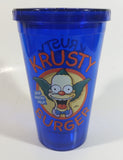 Universal Studios Fox The Simpsons Krusty Burger Restaurant "Over Dozen's Sold" Blue Plastic Cup with Lid