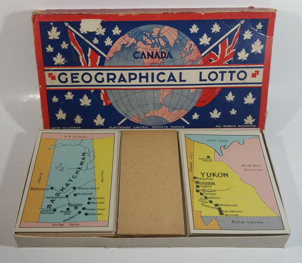 Antique 1930s Playthings Limited Canada Geographical Lotto Game in Box Toronto, Canada