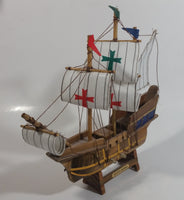 Vintage Collectible Santa Maria 1492 Wooden Model Sailing Ship