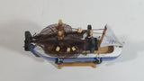 Welcome Aboard 6 1/2" Long Blue and White Wood Fishing Boat Ship