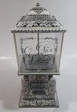 Vintage Very Unique Styled "Goodies" White Metal and Glass 10" Tall Ornate Gumball Candy Dispenser Machine