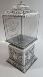 Vintage Very Unique Styled "Goodies" White Metal and Glass 10" Tall Ornate Gumball Candy Dispenser Machine