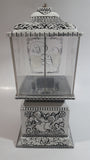 Vintage Very Unique Styled "Goodies" White Metal and Glass 10" Tall Ornate Gumball Candy Dispenser Machine