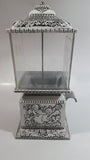 Vintage Very Unique Styled "Goodies" White Metal and Glass 10" Tall Ornate Gumball Candy Dispenser Machine