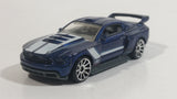 2013 Hot Wheels HW Workshop Then and Now Custom '12 Ford Mustang Dark Metallic Blue Die Cast Toy Car Vehicle