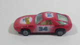 1980s Yatming Hot Pink Porsche 928 Flystone #34 Super Runner Die Cast Toy Car No. 1034