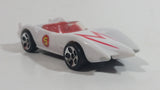 2008 Hot Wheels Mach 5 Speed Racer White Plastic Toy Race Car Vehicle