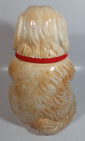 Cute Dog Holding Wooden Wine Barrel Keg 11" Tall Ceramic Cookie Jar Made in Taiwan