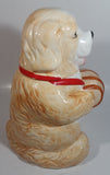 Cute Dog Holding Wooden Wine Barrel Keg 11" Tall Ceramic Cookie Jar Made in Taiwan