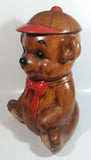 Vintage Treasure Craft Cute Brown Teddy Bear Wearing a Baseball Cap Hat 13" Tall Ceramic Cookie Jar Made in U.S.A.