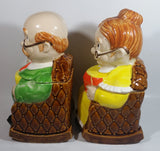 Vintage Cute Set of Grandma and Grandpa in Rocking Chairs 11" Tall Ceramic Cookie Jars Made in Japan