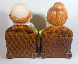 Vintage Cute Set of Grandma and Grandpa in Rocking Chairs 11" Tall Ceramic Cookie Jars Made in Japan