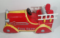 1999 Corning Factory Store MCID Fire Dept No. 9 Hook & Ladder Truck 13" Long Ceramic Cookie Jar with Wooden Removable Ladders