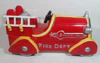 1999 Corning Factory Store MCID Fire Dept No. 9 Hook & Ladder Truck 13" Long Ceramic Cookie Jar with Wooden Removable Ladders