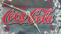 Vintage Enjoy Coca-Cola Coke Soda Pop Wood Framed Glass Mirror Advertising Clock 13 1/4" x 21 1/4"