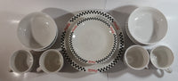 2002 Gibson Coca-Cola Coke Soda Pop Retro Checker Themed Ceramic Dinnerware Set of 16 Pieces