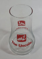 Vintage 1980s 7-Up The Uncola Soda Pop Beverage Upside Down Unique Clear Glass Drinking Cup Collectible