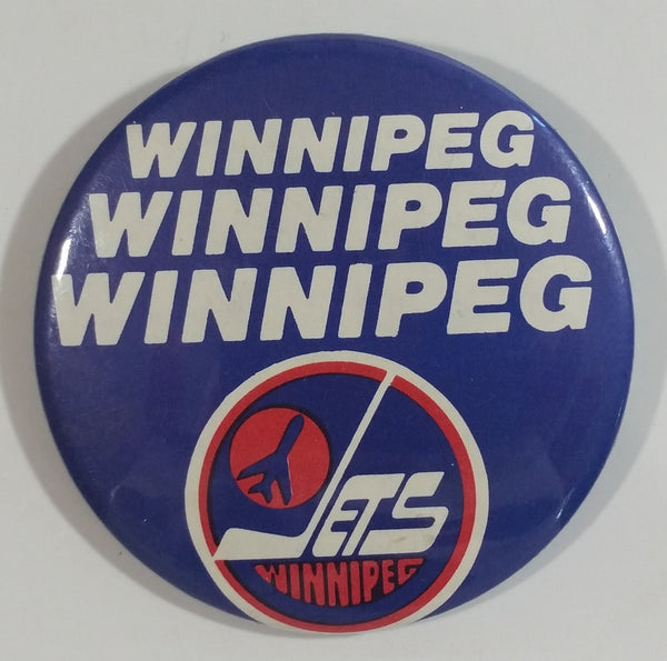 Vintage NHL Winnipeg Jets Ice Hockey Team Round Button Pin Sports Collectible