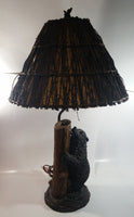 Cal Lighting Resin Bear and Bee 30" Tall Lamp Light with Branch Covered Shade