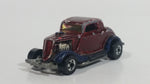 1989 Hot Wheels Park 'n Plates '34 Ford 3-Window Metalflake Blue Painted Maroon Die Cast Toy Car Hot Rod Vehicle