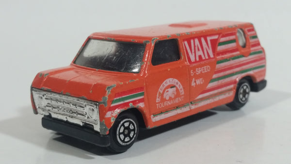 Vintage Yatming No. 1501 Ford Econoline E-150 Van Orange "International Tournament" 5-Speed 4WD Die Cast Toy Car Vehicle