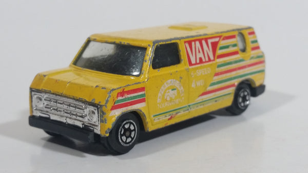 Vintage Yatming Ford Econoline E-150 Van Yellow "International Tournament" 5-Speed 4WD Die Cast Toy Car Vehicle No. 1501