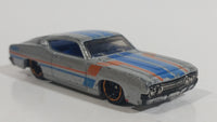 2014 Hot Wheels HW Work Shop Muscle Mania '69 Ford Torino Metalflake Grey Die Cast Toy Muscle Car Vehicle