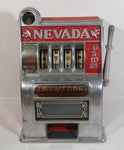 Vintage Nevada Las Vegas "Entertainment Capital of the World" 11" Tall Metal Coin Bank 4 Wheel