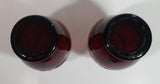 Set of 2 Vintage 1950s Anchor Hocking Ruby Red Glass Etched Flower Vase 6 1/4 inch Tall
