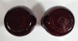 Set of 2 Vintage 1950s Anchor Hocking Ruby Red Pineapple Shaped Glass Etched Flower Vase 6 1/4 inch Tall