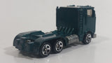 1998 Hot Wheels Race Team II Ramp Truck Semi Tractor Dark Metalflake Green Die Cast Toy Car Rig Vehicle