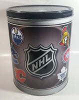 2007 NHL Ice Hockey Canadian Team Logos Houston Harvest Popcorn 11" Tall Round Steel Canister - Empty