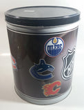 2007 NHL Ice Hockey Canadian Team Logos Houston Harvest Popcorn 11" Tall Round Steel Canister - Empty