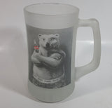 Coca-Cola Coke Soda Pop Polar Bear in Jeans 6 3/4" Tall Heavy Frosted Glass Mug