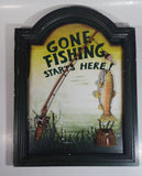 Gone Fishing Starts Here! Fishing Rod, Fish, and Basket 3D Folk Art Wood Wall Plaque Man Cave Outdoorsmen Sign 15 1/2" x 11 3/4"