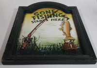 Gone Fishing Starts Here! Fishing Rod, Fish, and Basket 3D Folk Art Wood Wall Plaque Man Cave Outdoorsmen Sign 15 1/2" x 11 3/4"