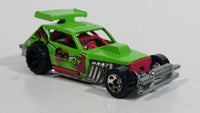 2012 Hot Wheels Demolition Derby Greased Gremlin Lime Green Die Cast Toy Car Vehicle