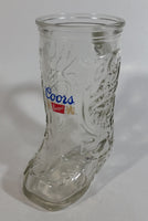 Coors Banquet Beer Cowboy Boot Shaped Embossed Glass 6" Tall Beer Mug